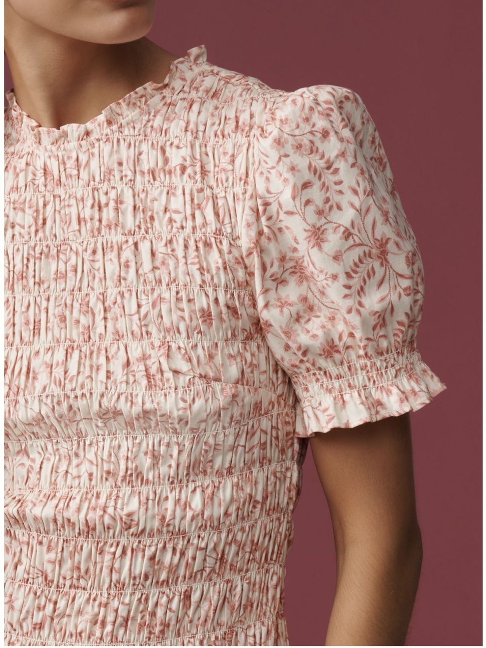 Reformation Ivory Combo Floral Smocked Mini Dress - Picture 3 of 8